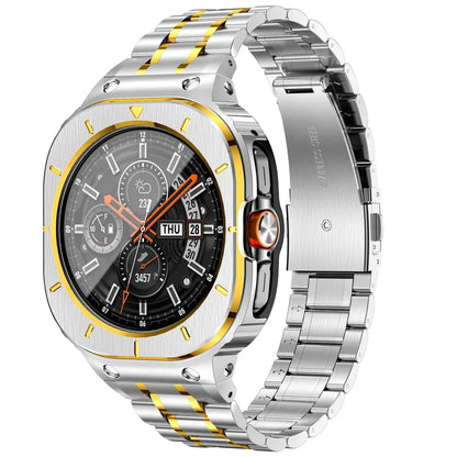 Stainless Steel Band With Shockproof Case For Samsung Watch Ultra - Silver Gold