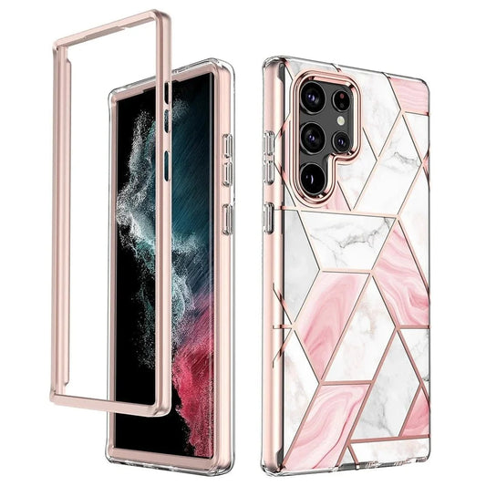 Marble Geometric Case For Samsung Galaxy - Pink
