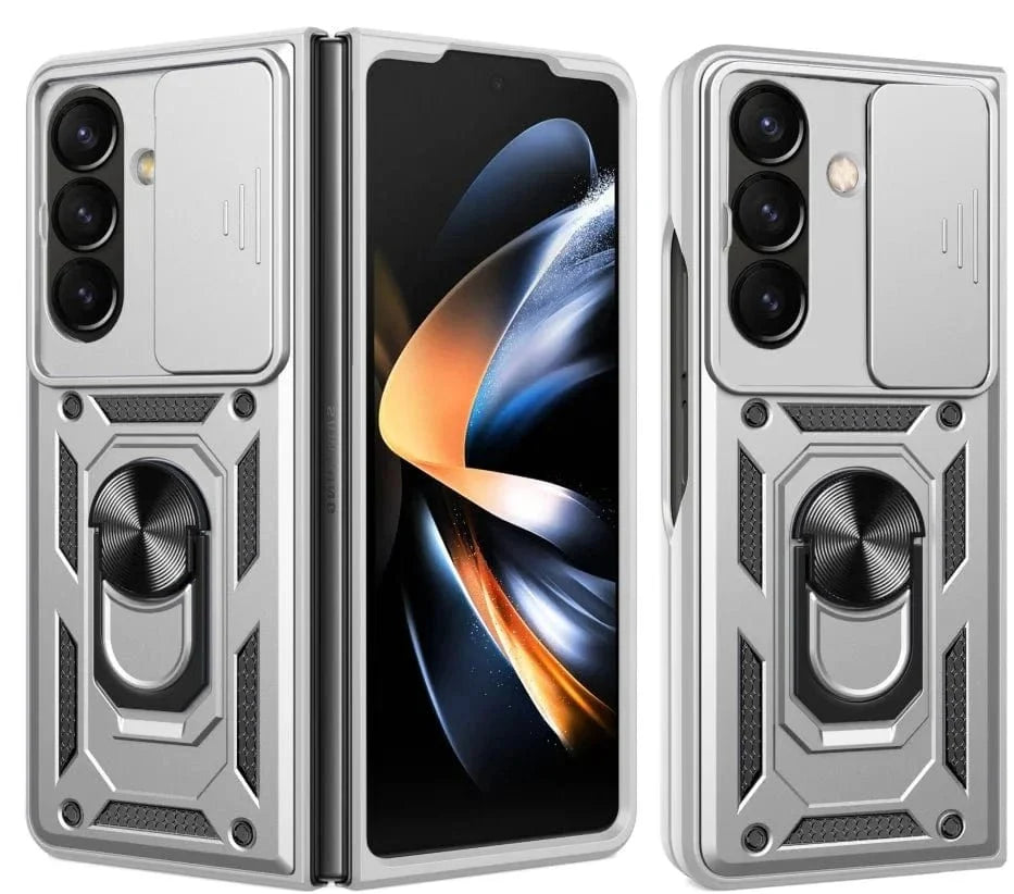 Magnetic Shockproof Case With Camera Cover For Samsung Z Fold - Silver