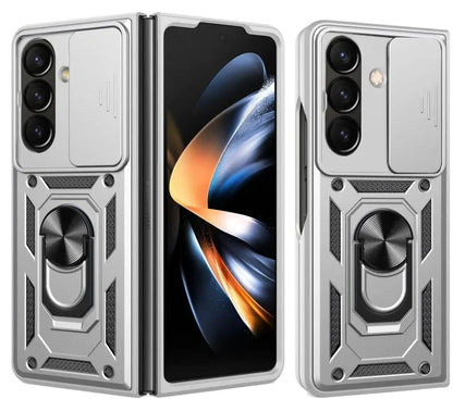 Magnetic Shockproof Case With Camera Cover For Samsung Z Fold - Silver