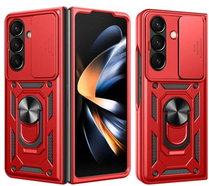 Magnetic Shockproof Case With Camera Cover For Samsung Z Fold - Red