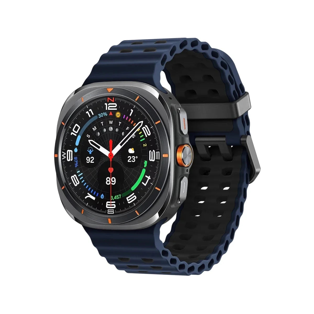 Rugged 2 Tone Sports Watch Band For Samsung Watch 7 Ultra - Midnight Blue - Black
