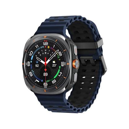 Rugged 2 Tone Sports Watch Band For Samsung Watch 7 Ultra - Midnight Blue - Black