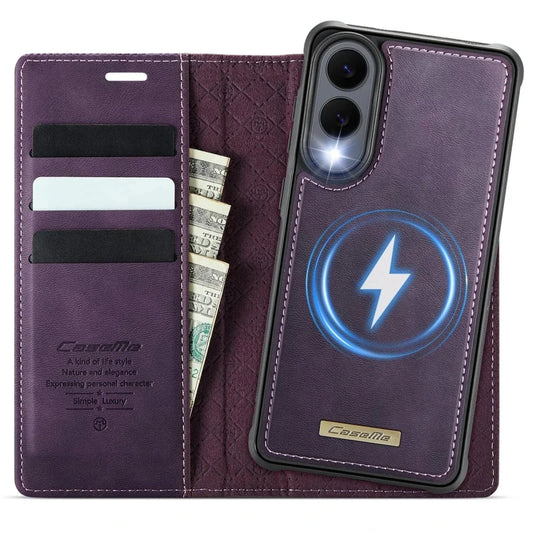 RFID Detachable Leather Card Holder Case For Samsung S Series - Purple