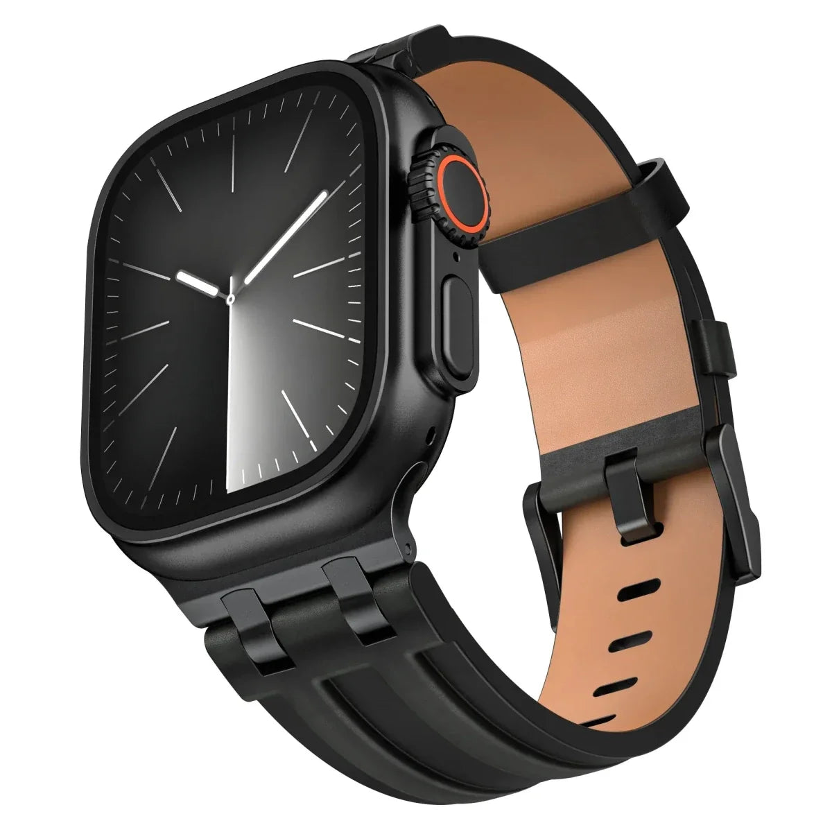 Brushed Leather Watch Band - Black