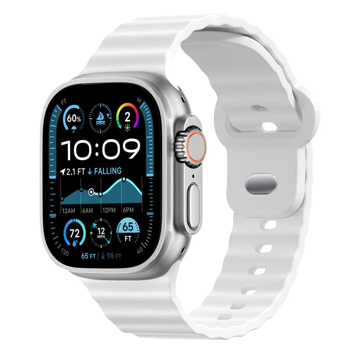 Ribbed Sports Watch Band - White