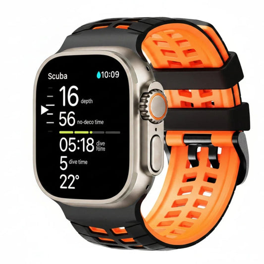 Ventilated Sports Watch Band - Black Orange