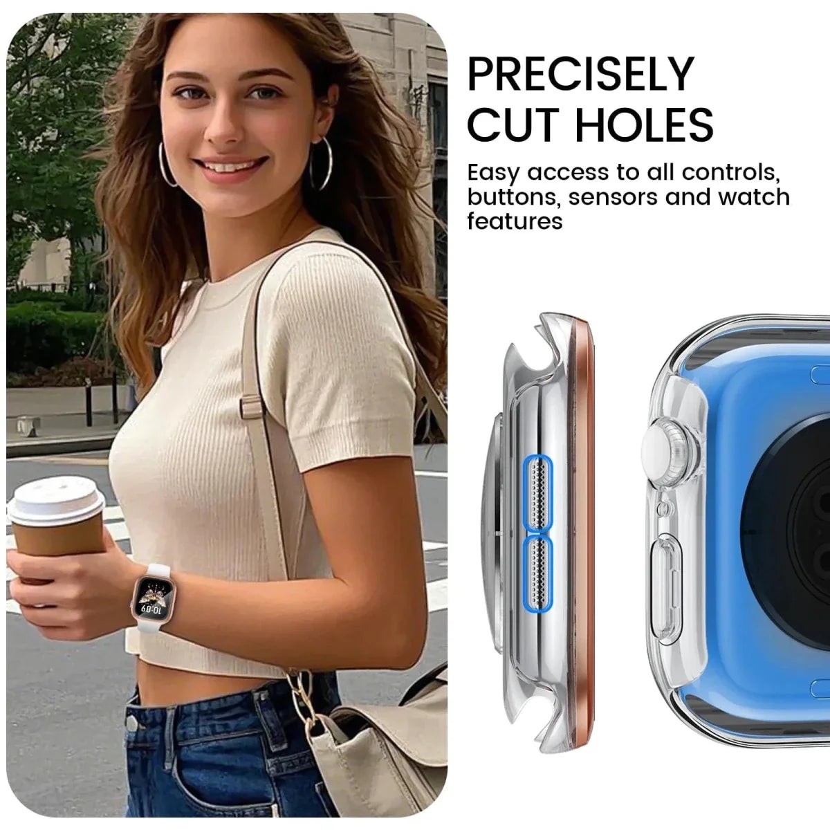 Tempered Glass Metal Case For Apple Watch
