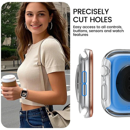 Tempered Glass Metal Case For Apple Watch