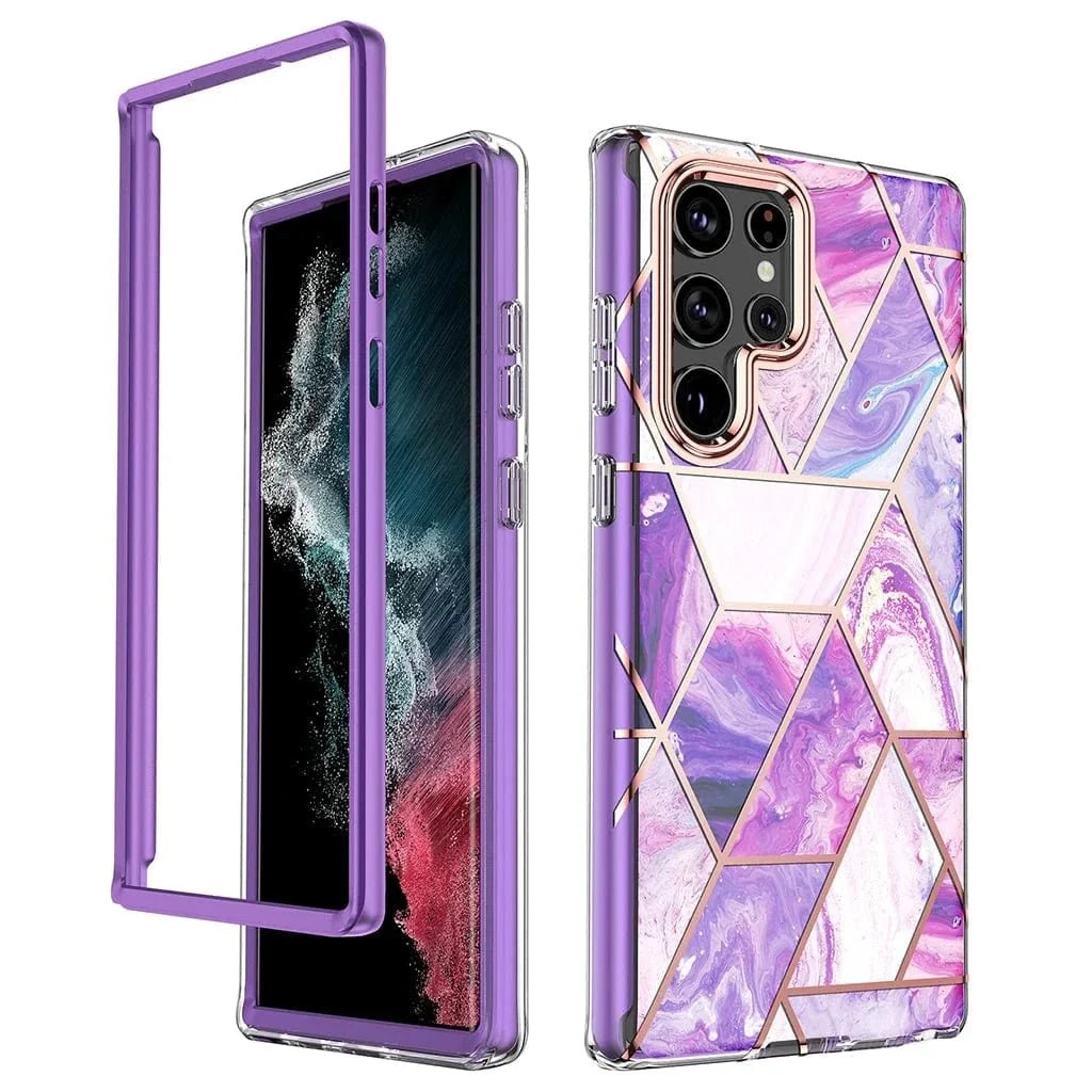 Marble Geometric Case For Samsung Galaxy - Purple