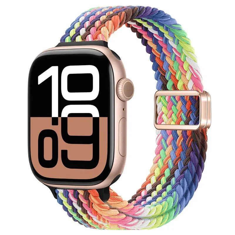 Slim Braided Magnetic Sports Watch Band - Rainbow 2
