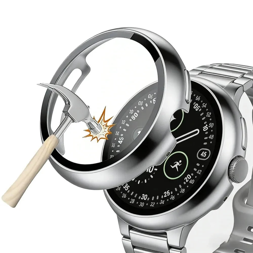 Tempered Glass Case For Google Pixel Watch - Silver