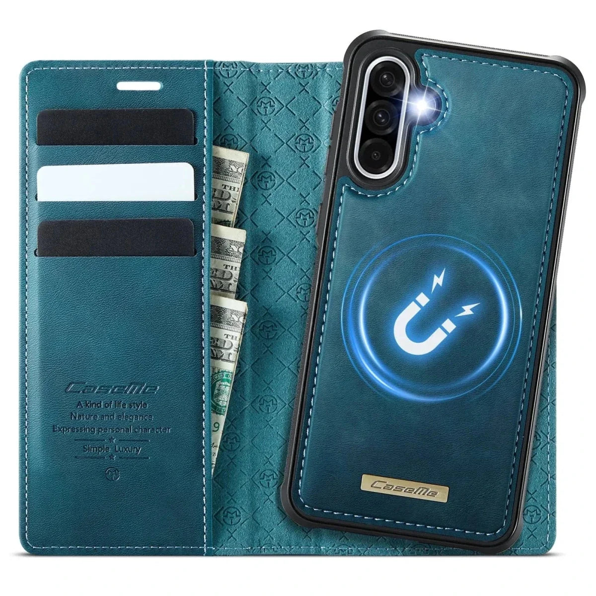 RFID Detachable Leather Card Holder Case For Samsung A Series - Blue