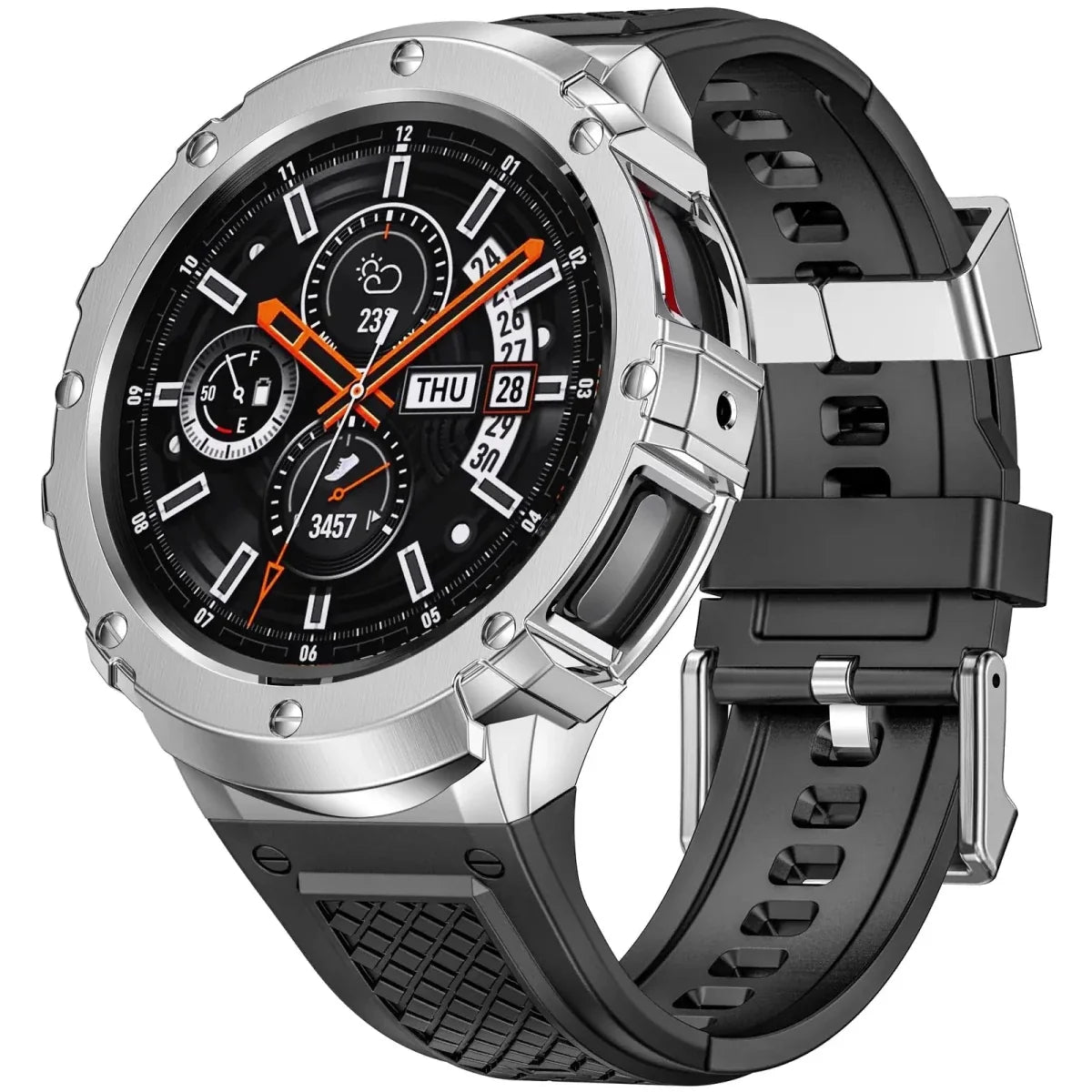 Tactical Band With Shockproof Case For Samsung Watch - Silver