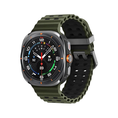 Rugged 2 Tone Sports Watch Band For Samsung Watch 7 Ultra - Army Green - Black
