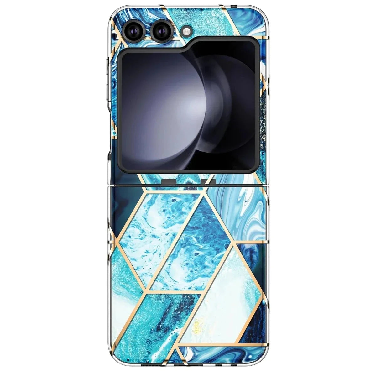 Marble Geometric Case For Samsung Flip - Blue