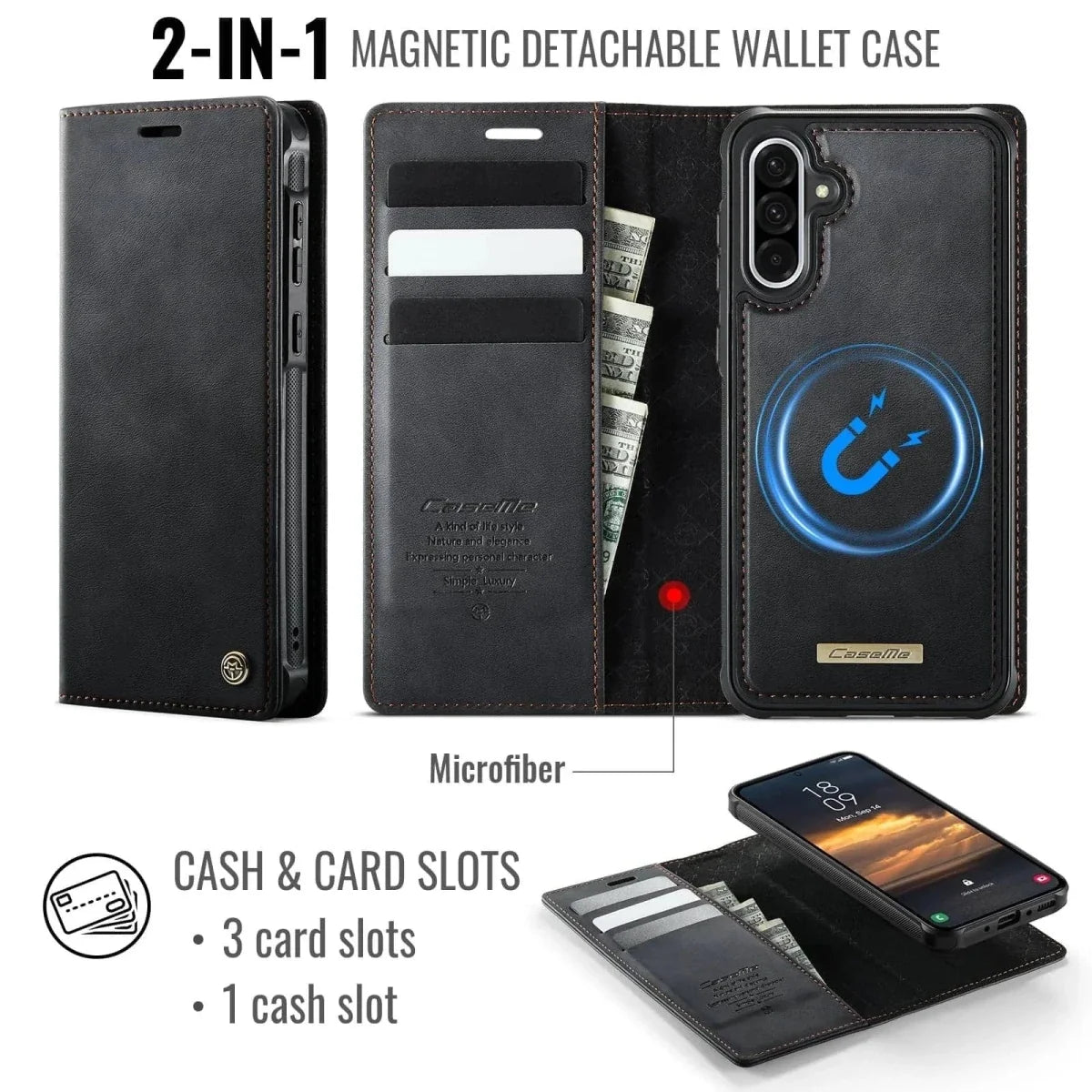 RFID Detachable Leather Card Holder Case For Samsung A Series
