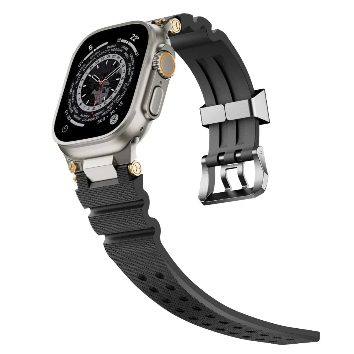 Mens Watch Band - Black - Silver