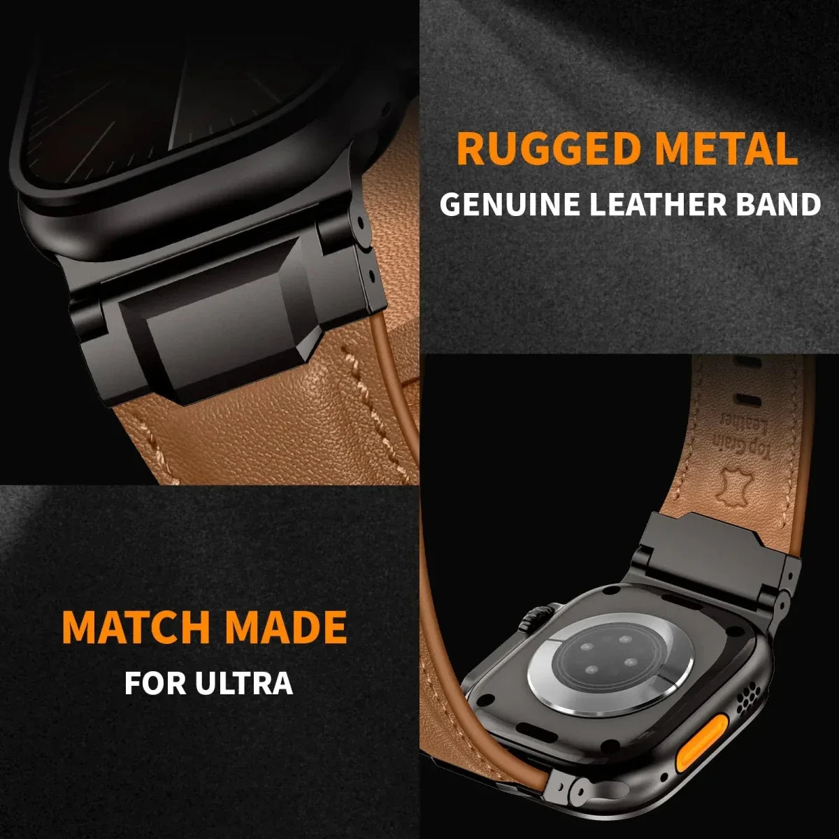 Leather Stainless Steel Watch Band