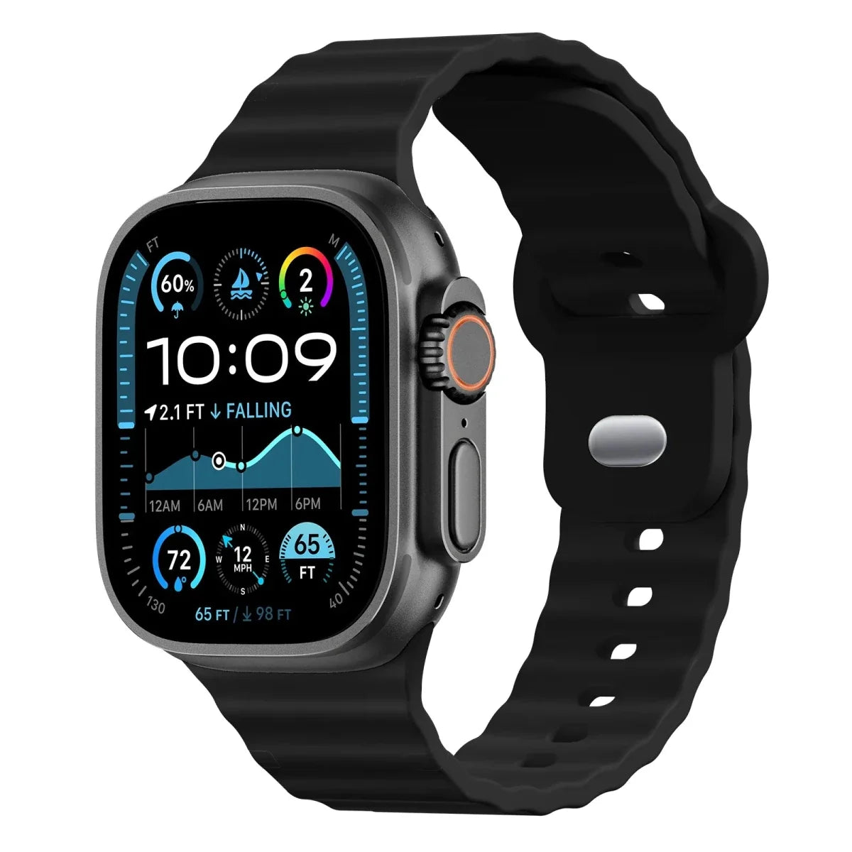 Ribbed Sports Watch Band - Black