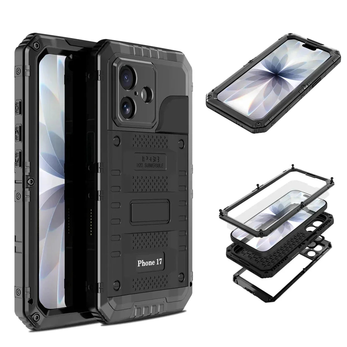 Waterproof Heavy Duty Phone Case - Black