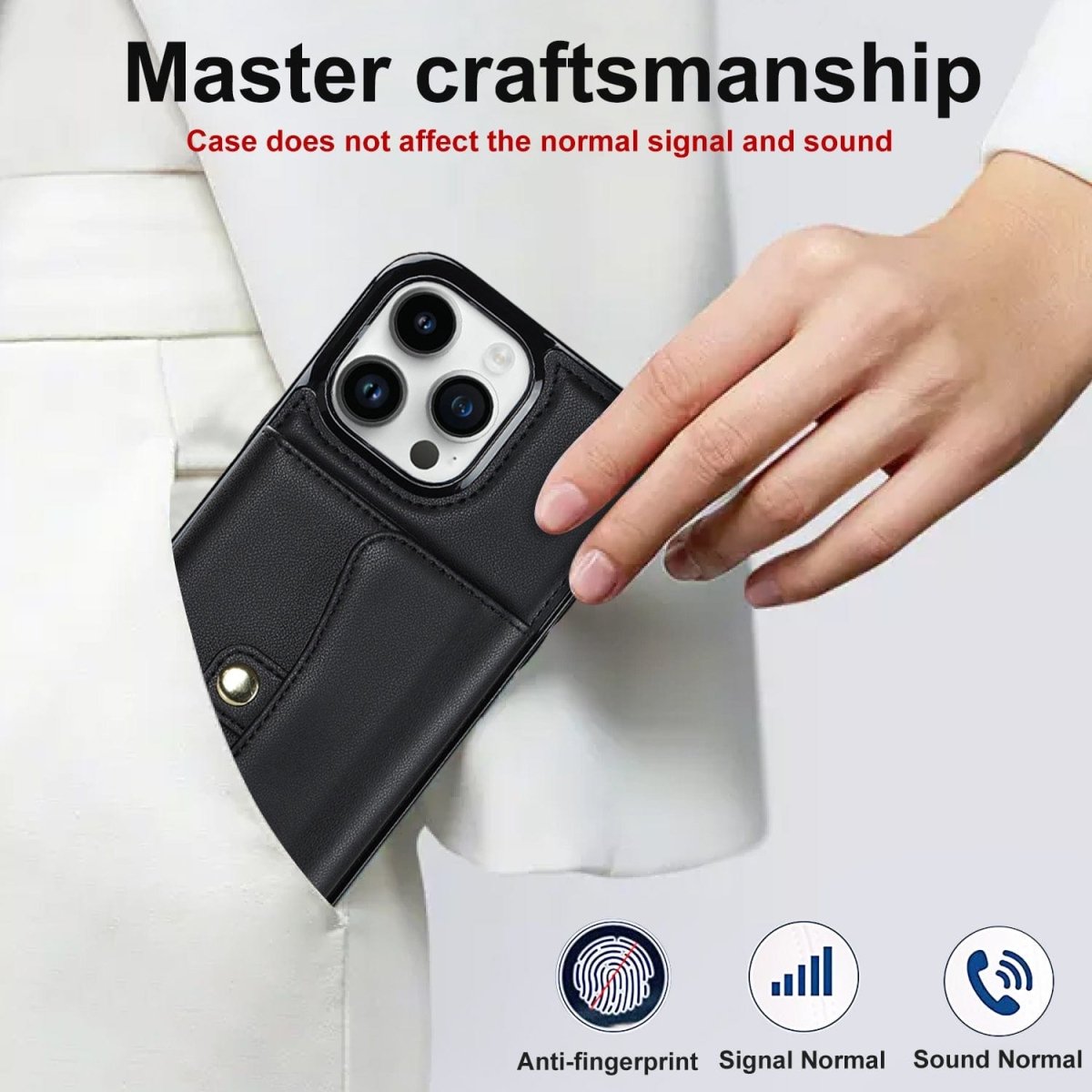 Cardholder Leather Phone Case With Lanyard