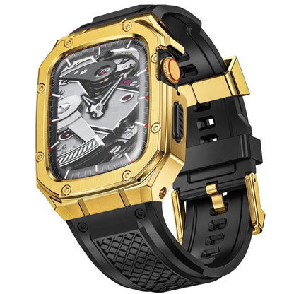 Tactical Watch Band With Shockproof Case - Gold