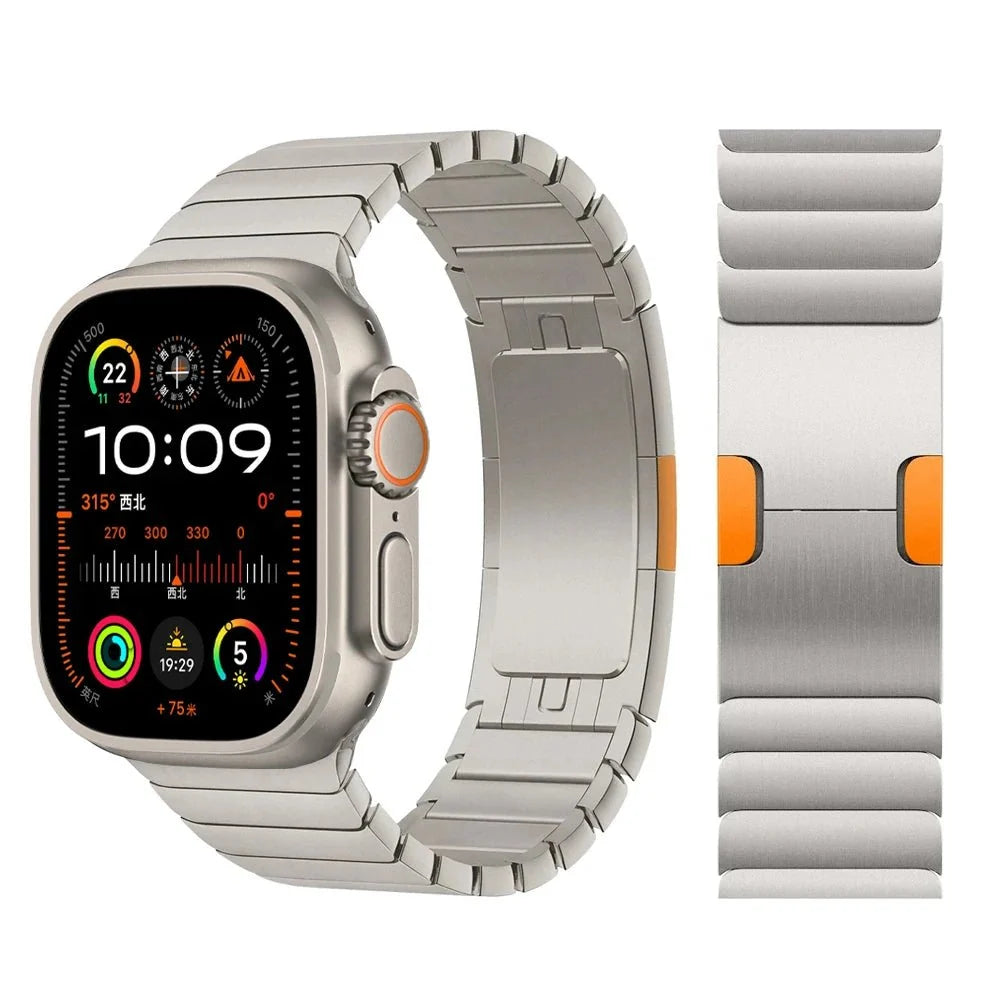 Link Stainless Steel Watch Band - Titanium Orange