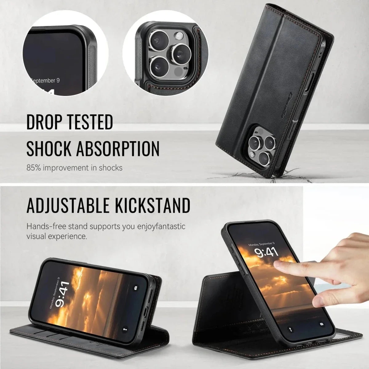 RFID Detachable Leather Card Holder Phone Case