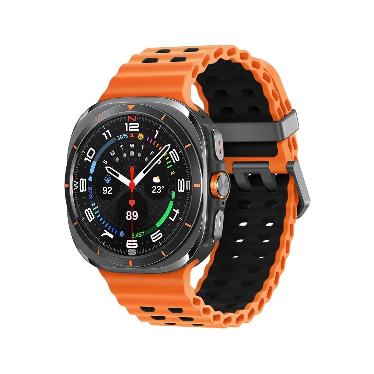 Rugged 2 Tone Sports Watch Band For Samsung Watch 7 Ultra - Orange - Black