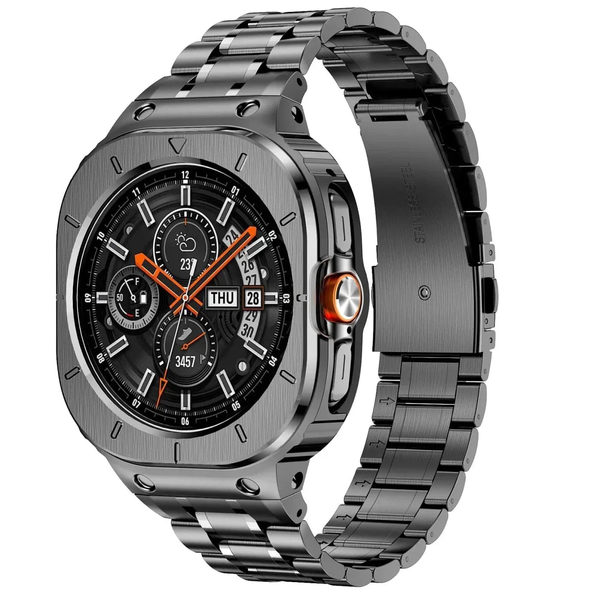 Stainless Steel Band With Shockproof Case For Samsung Watch Ultra - Grey