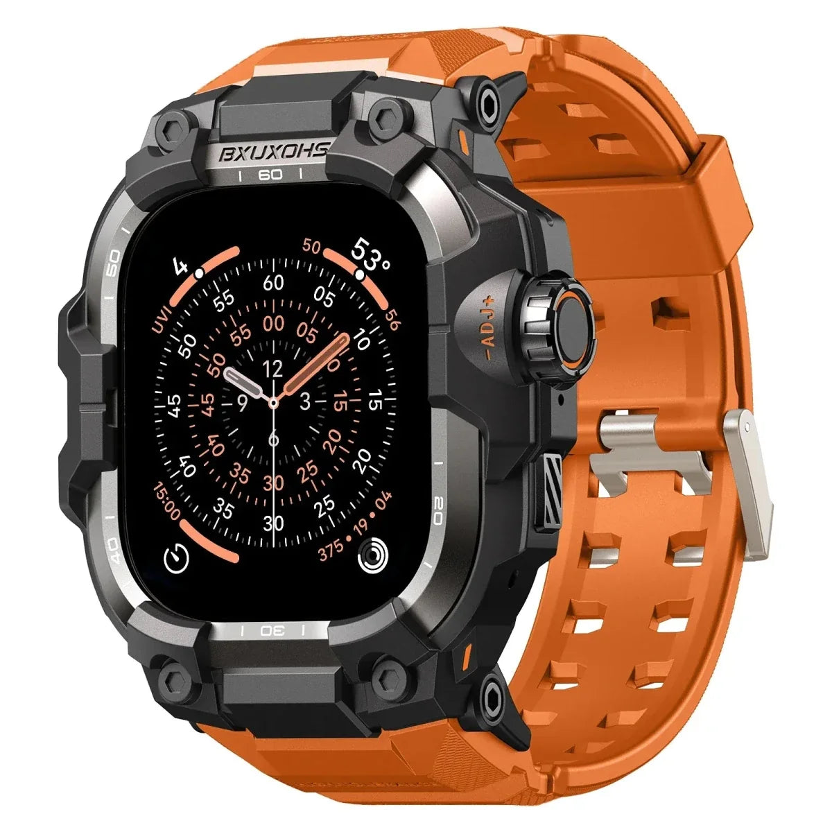 Tactical Watch Band With Built In Case - Black-Orange