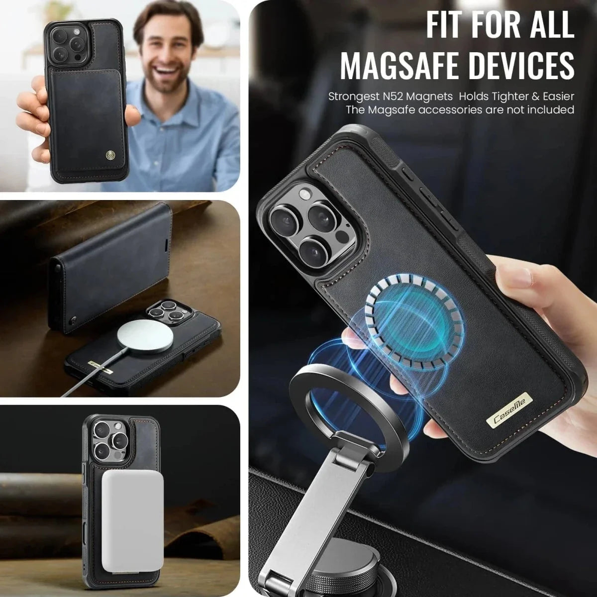 RFID Detachable Leather Card Holder Phone Case