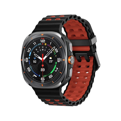 Rugged 2 Tone Sports Watch Band For Samsung Watch 7 Ultra - Black - Red