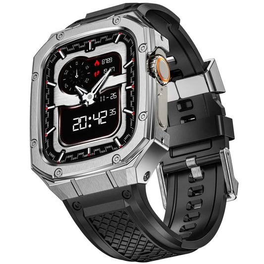 Tactical Watch Band With Shockproof Case - Silver