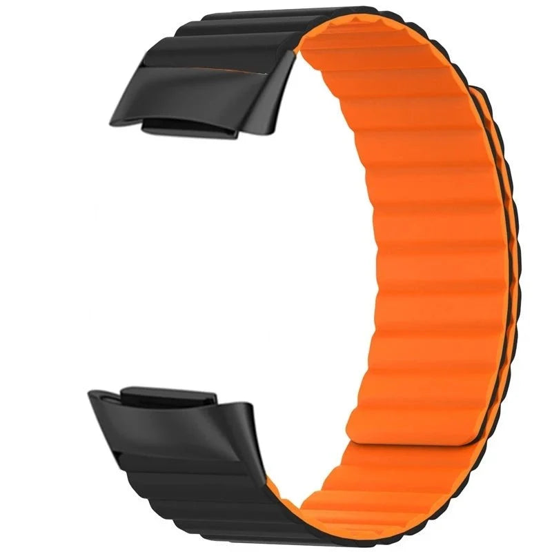 Magnetic Silicone Band For Fitbit Charge - Black Orange