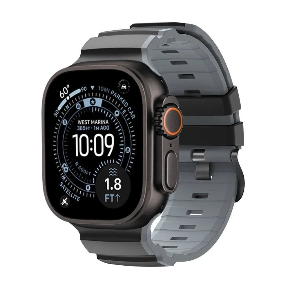 Tactical Silicone Watch Band - Black Gray