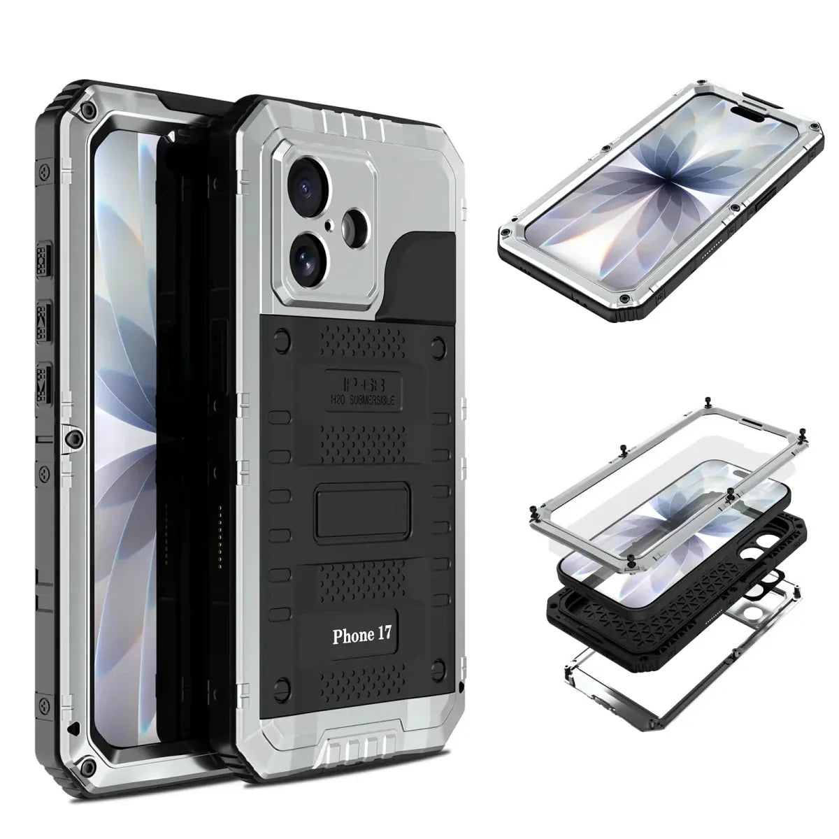 Waterproof Heavy Duty Phone Case - Silver