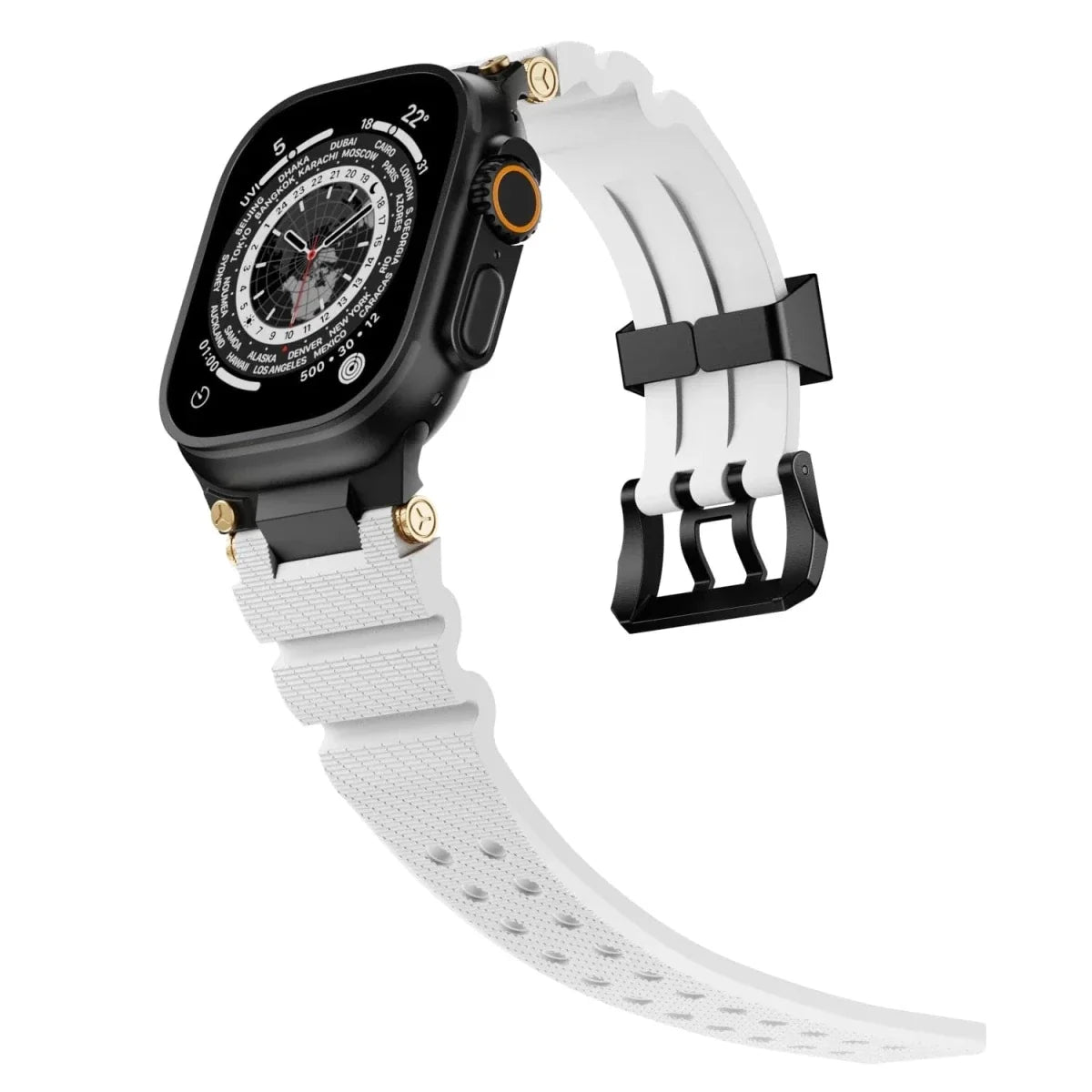Mens Watch Band - White - Black