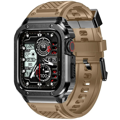Tactical Watch Band With Shockproof Case - Brown