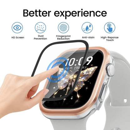 Tempered Glass Metal Case For Apple Watch