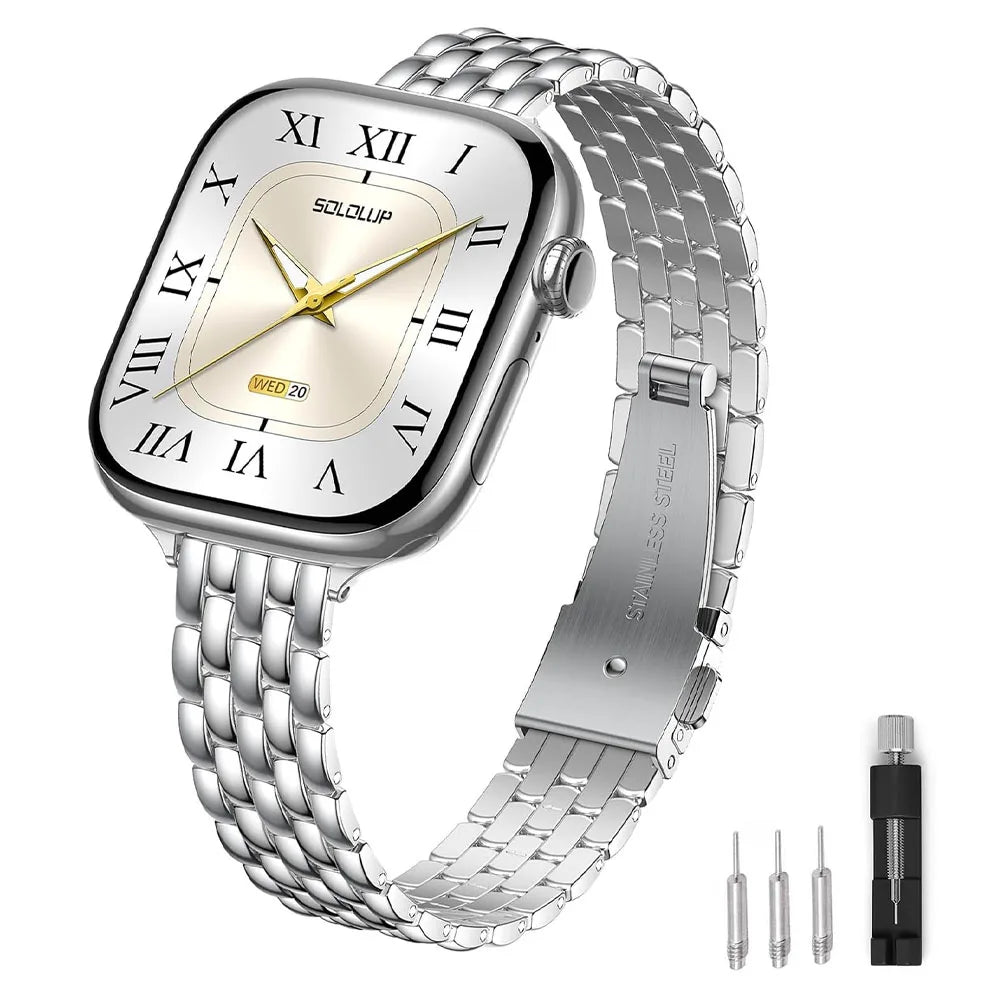 Classic Link Slim Stainless Steel Watch Band - Silver