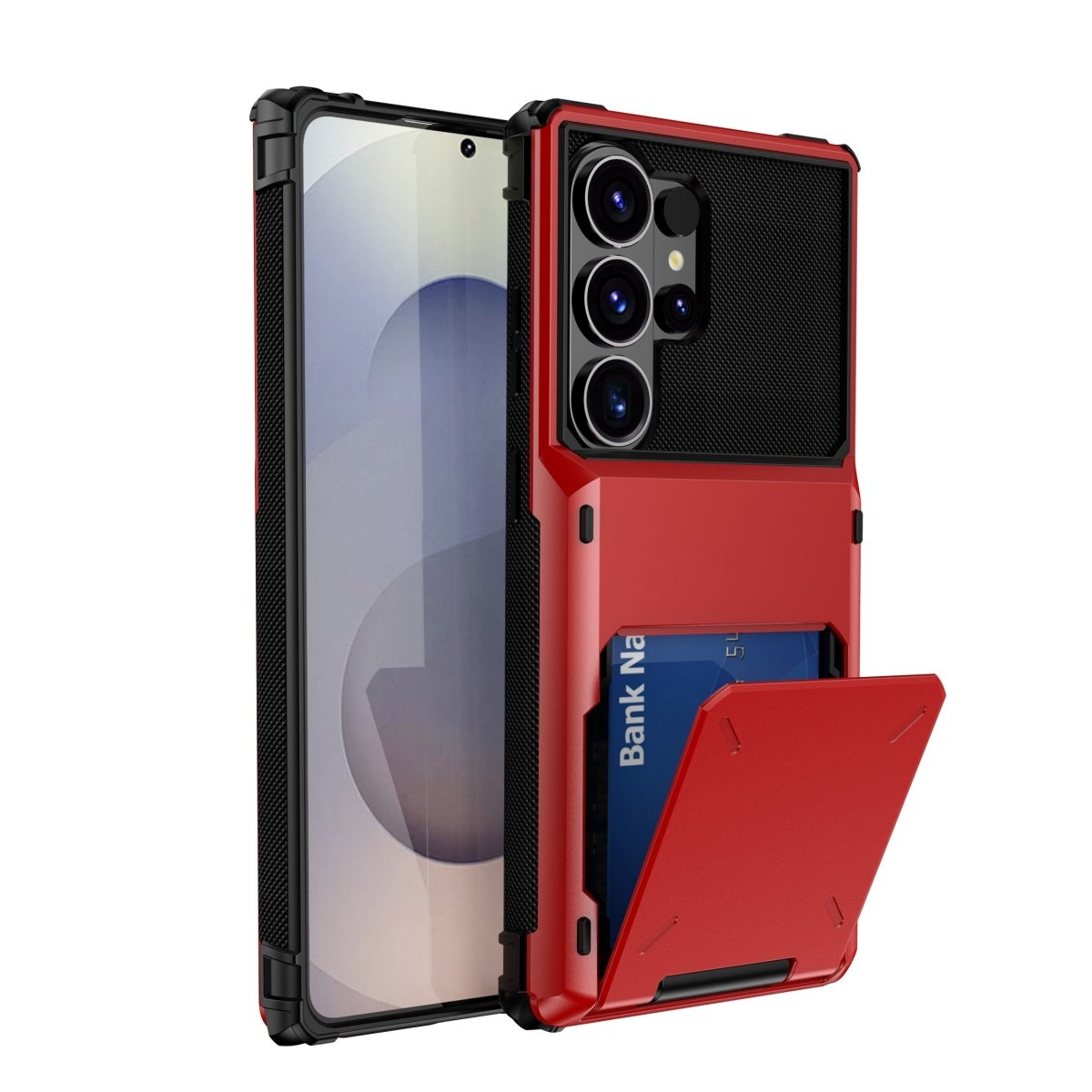 Shockproof Wallet Case For Samsung Galaxy - Red