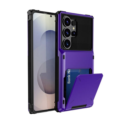 Shockproof Wallet Case For Samsung Galaxy - Purple
