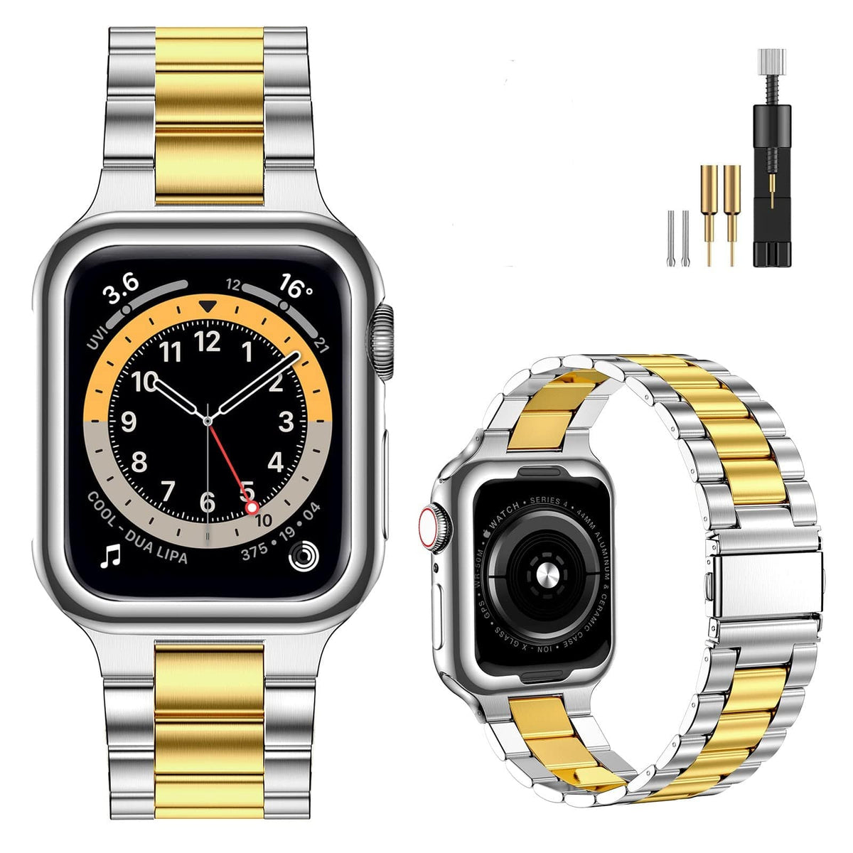 Stainless Steel Watch Band - Silver Gold