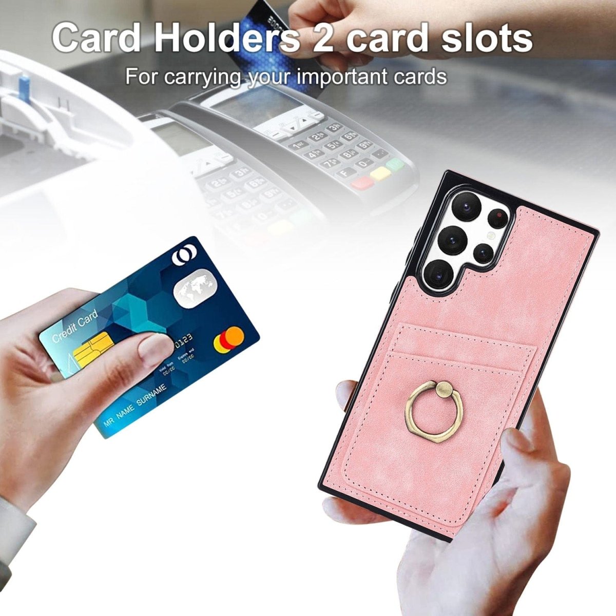 Matte Leather Cardholder Case For Samsung Galaxy