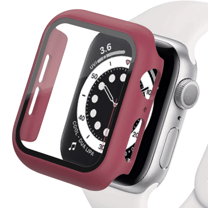Tempered Glass Protective Watch Case - Wine Red