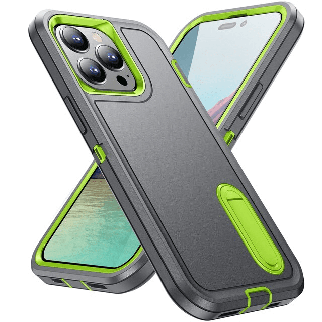 Shockproof Kickstand Phone Case - Gray & Green