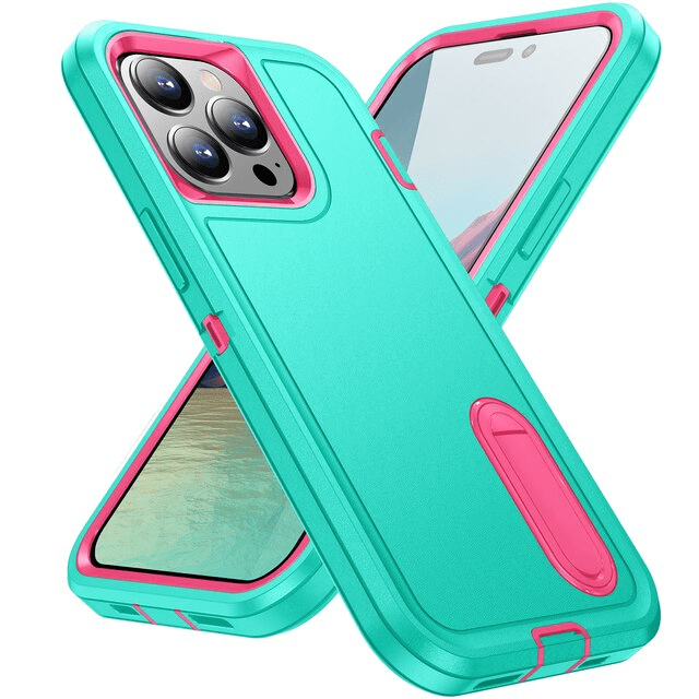Shockproof Kickstand Phone Case - Green & Pink