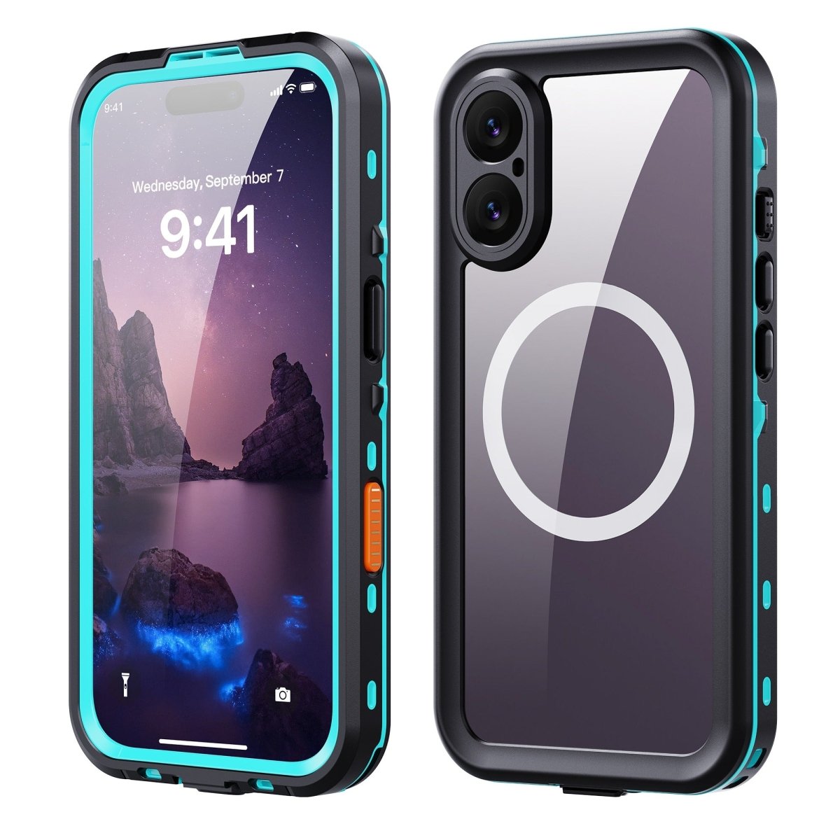 Waterproof Phone Case With Magnetic Charging - Blue